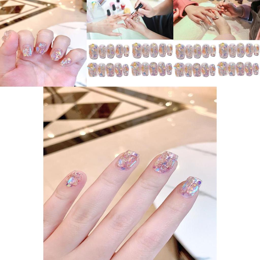 Handmade Aurora Flashing Rhinestone Disco Glitter Nail Sticker Candy Paradise Ultra-short Gradient Xs S M L