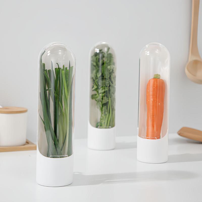 1Pc Herb Saver Storage Container Fresh Herb Keeper Vanilla Vegetables Fresh Preservation Bottle For Refrigerator Kitchen