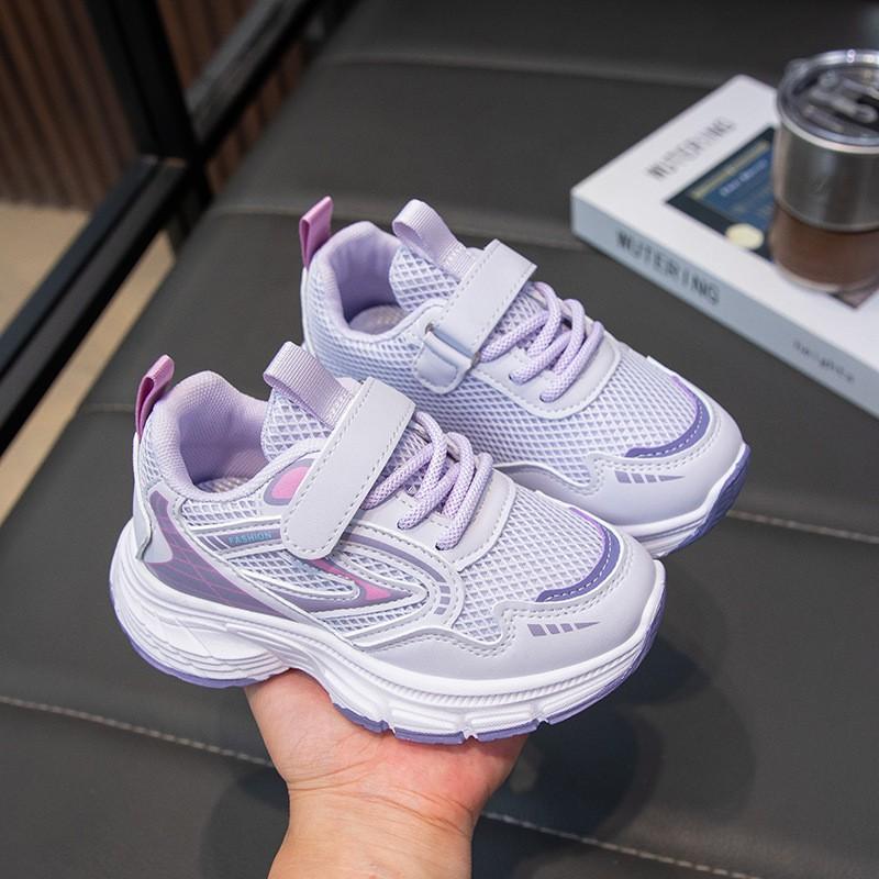Kids Running Shoes Boys Girls Soft Sole Mesh Casual Sneakers With Hook Loop Closure