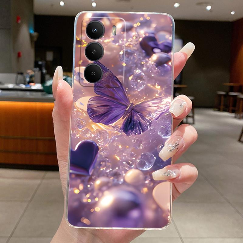 Silikonhülle Für Realme P3 Lite Hübsche Blumen Schmetterling Schutzhülle TPU Weiche Rückseite Fundas Für Realme P3 Lite 4G Handyhülle