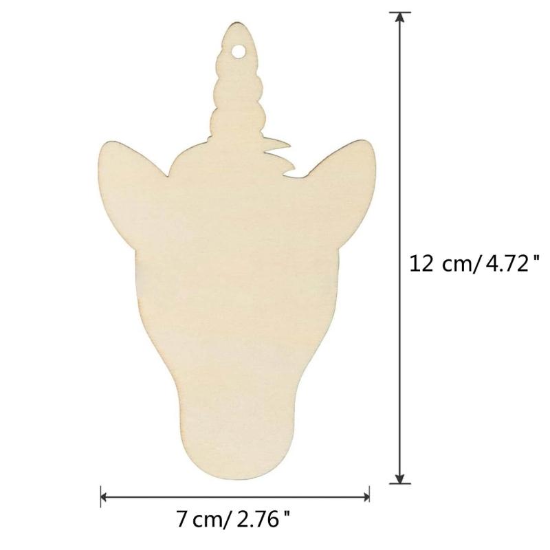 Unfinished Wooden Ornaments Unicorns DIY Blank Christmas Tree Hanging Wood Slices