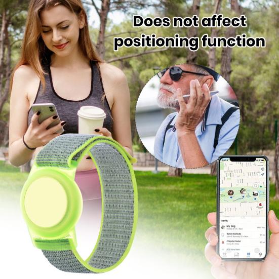Kids Wristband Breathable Wear Resistant Adjustable Nylon Watch Band GPS Tracker Holder Protective Case for AirTag