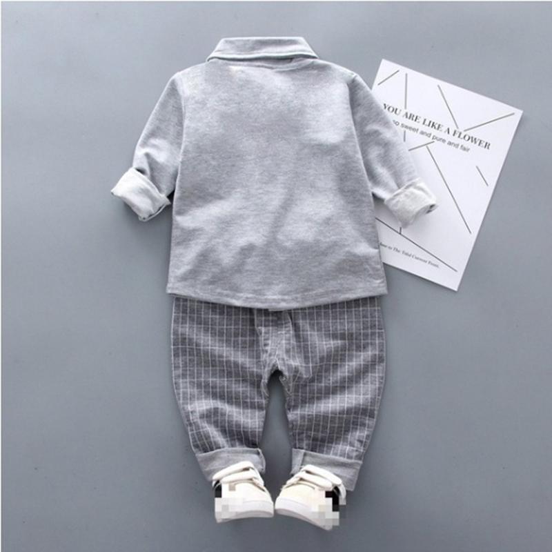 Boys Autumn Clothing Suit Kids Gentleman Boy Tie Shirt + Pants Toddler Baby Boys Outfits Clothes Set