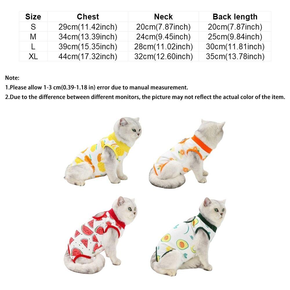Fruit Printed Cat Recovery Clothing High Elasticity Breathable Cat Sterilization Suit Comfortable Soft Cat Jumpsuit Pet Care