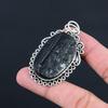Natural Black Tourmaline Rough Gemstone 925 Sterling Silver Pendant For Women