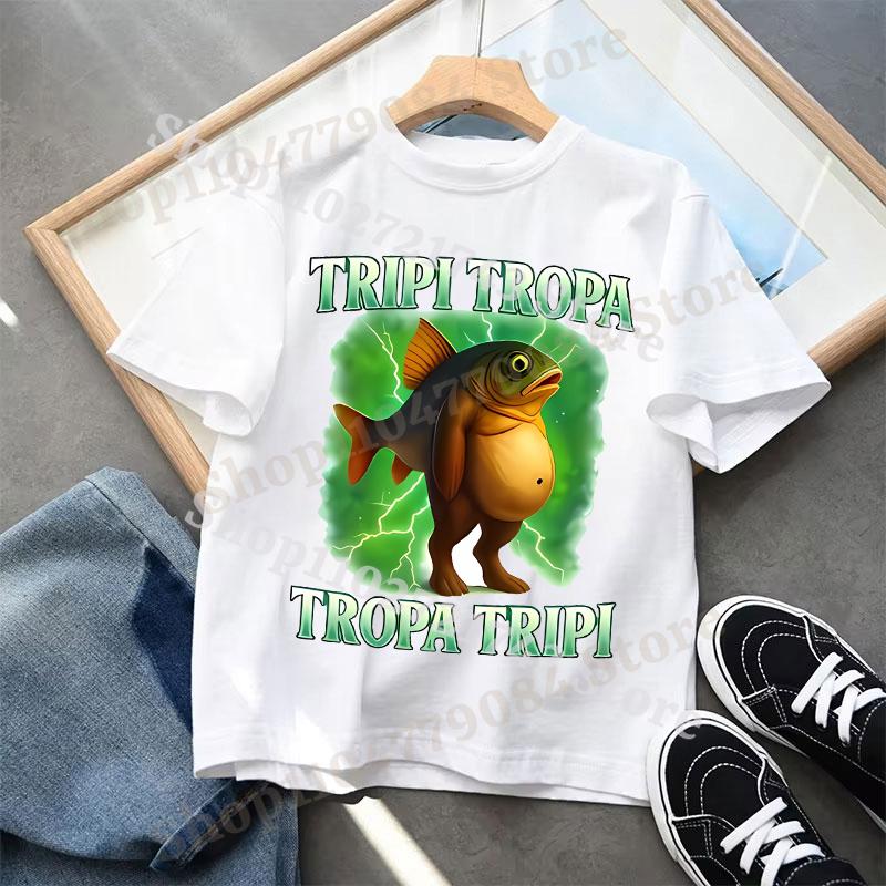 Italian Brainrot T-shirts for Children Anime Cartoon Cute Short Sleeved Shirt Boys Girls Summer Fashion Top Kids Clothes Gifts