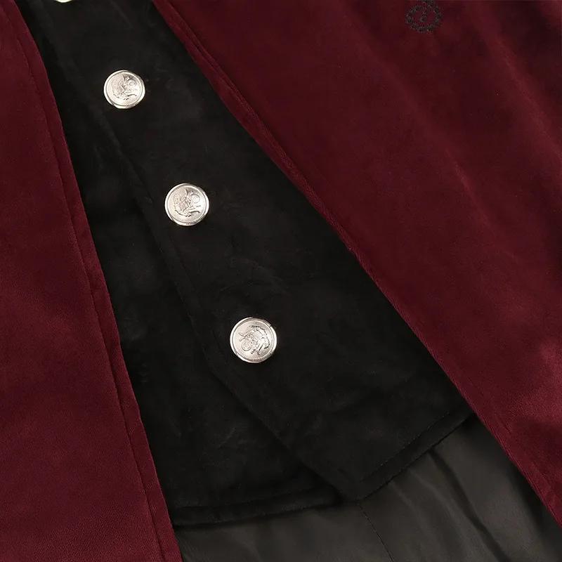 Gothic Steampunk Vintage Medieval Vampire Black Red Coat Men's Cosplay Costume Court Style Nobles Tailcoat for Autumn and Winter