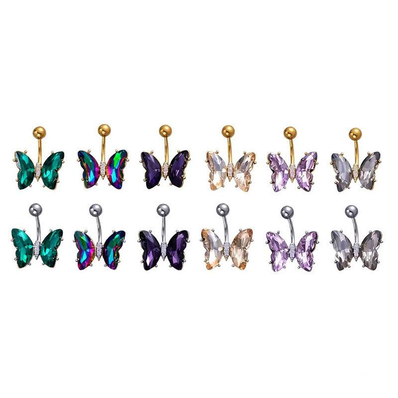Stainless Steel Butterfly Belly Button Ring Navel Piercing Ring For Women Girls Sexy Belly Piercing Ring Body Jewelry