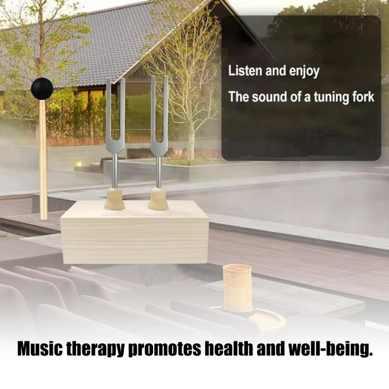 Resonance Tuning Forks 432Hz, 528Hz Chakras Tuning Forks Wooden Resonance Box Sound Tool for Meditation Enduring