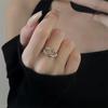 Sunny Day Smiley Face Women's Adjustable Double Layer Ring - Korean Style, Simple, Versatile, Girly Index Finger Accessory.