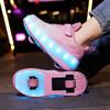 Boys Lights Sports Shoes Rubbing Shoes Charging /Disassembling Tow Wheels Slide Shoes LED Kids Glowing Sneakers