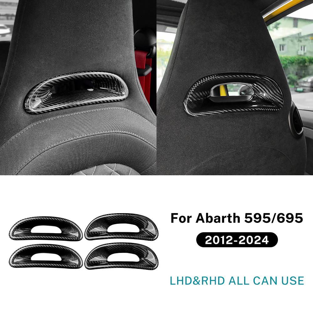Real Hard Tricolor Carbon Fiber Sticker For Abarth 595/695 2012-2025 Car Sport Seat Back Trim Frame Interior Trim 4PCS/2PCS