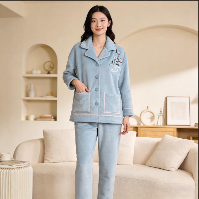 [Verschiedene Stile] Kompound-Imitations-Lammwoll-Pyjama Winter Samt Verdickt Pelz Integrierte Loungewear Hellrot