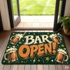 Retro Beer Bar Open Decorative Doormat for Entryway Floor Mat Home Pub Decor Multi Color Star Mug Pattern Stylish Welcome Design