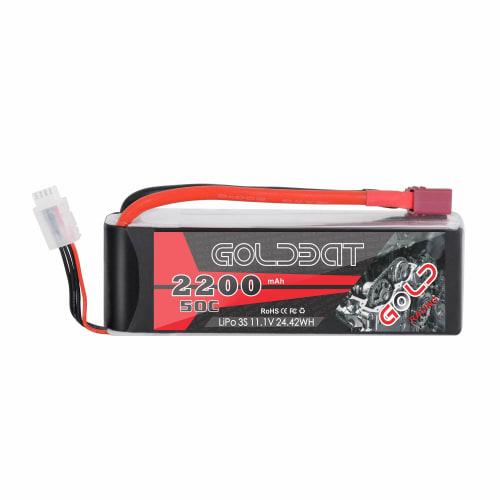 

GOLDBAT LiPo Battery, RC Battery, 2200mAh, 3S, 11.1V, 50C, for RC Cars, Helicopters, and Racing Cars, with Deans Plug