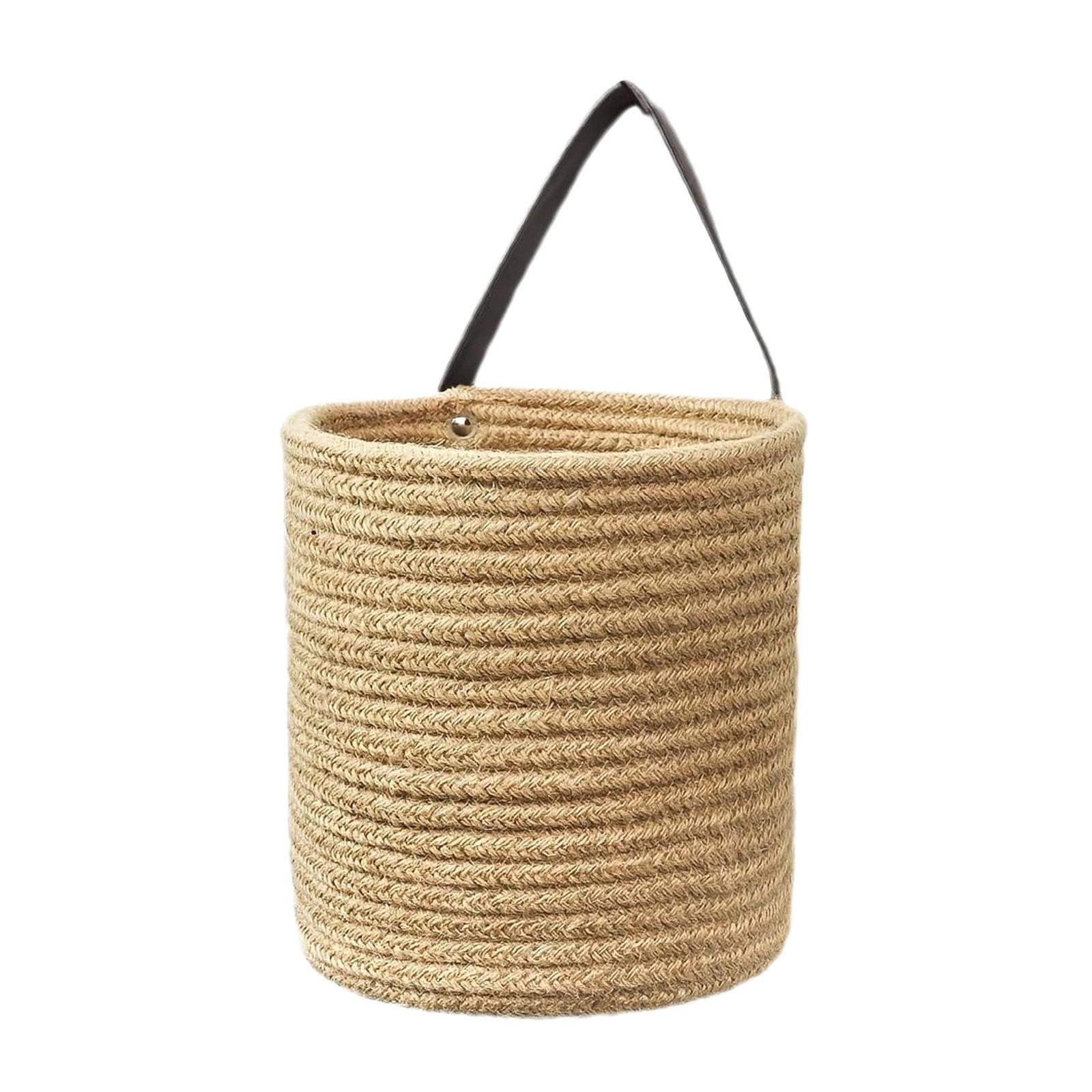 

Эффективный плетеный веревочный подвесной держатель для хранения, подвесные веревочные корзины для украшения стен и хранения с кожаной ручкой S