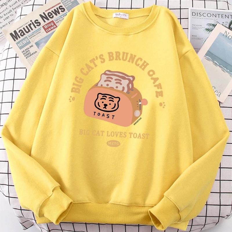 Cat Bread Maker Funny Cartoons Hoodies Women Autumn Fashion Sweatshirt Harajuku Hoody Loose Comfortable Clothing Hoodies & Sweatshirts Women’s