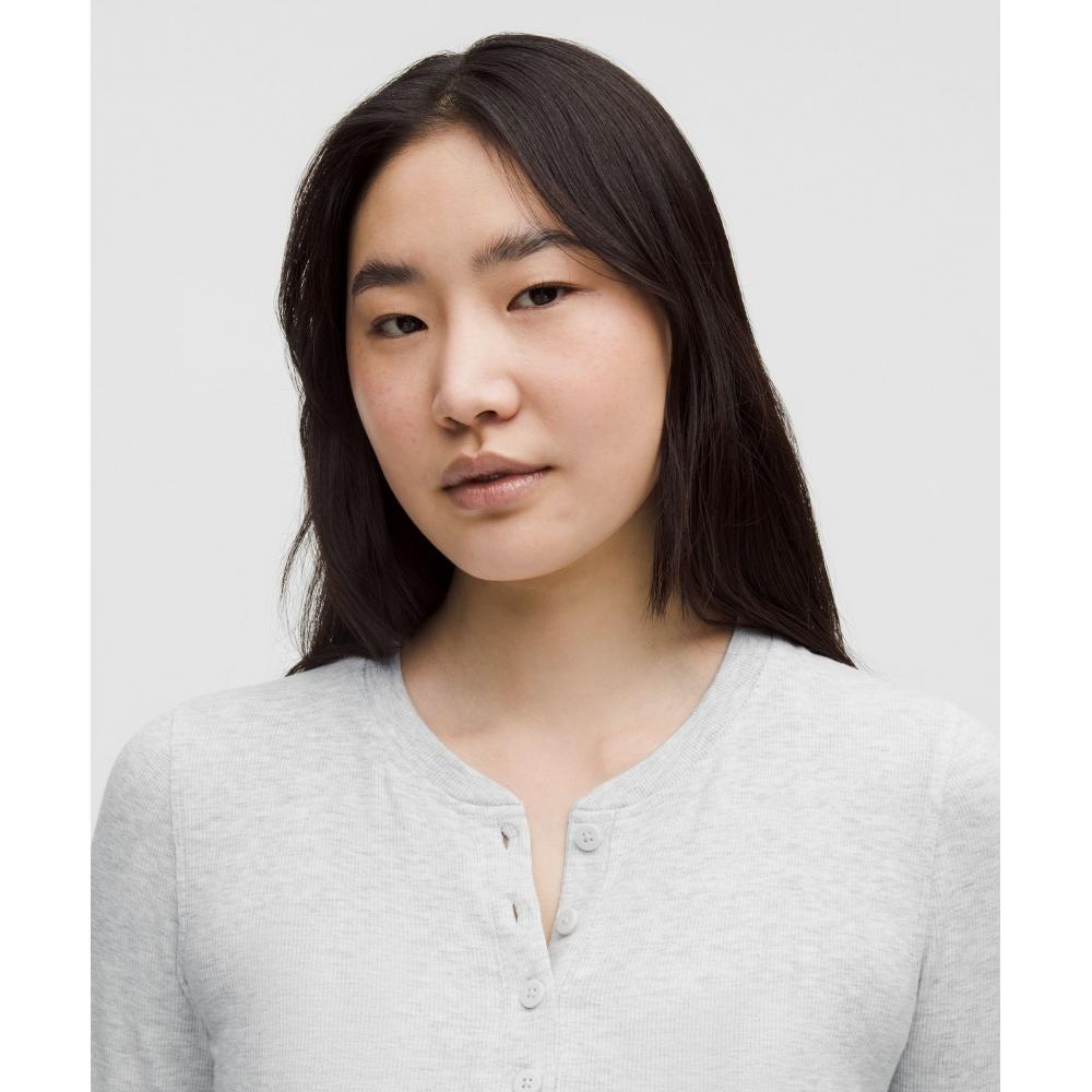 Lululemon Hold Tight Long Sleeve Henley Heathered Core Ultra Light Grey