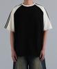 UNDEROFF Oversized Raglan Track Line Short Sleeve T-Shirt Black