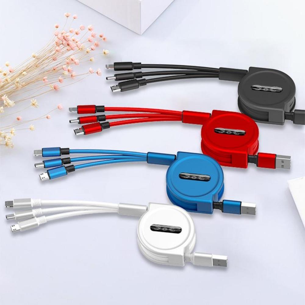 3-in-1-Ladekabel, einziehbares USB-Ladekabel, schnelles Laden für XiaoMi HuaWei Samsung, tragbares Ladekabel, Micro Typ-C