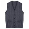 Gilet Cardigan Lavorato a Maglia di Lana da Uomo Primavera e Autunno Capo Esterno Gilet Papà Senza Maniche