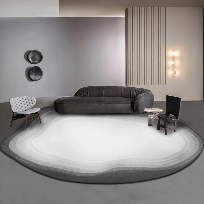 Light Luxury Living Room Decoration Plush Carpet Simplicity Irregular Rugs for Bedroom Oval Lounge Rug Large Area Soft Floor Mat