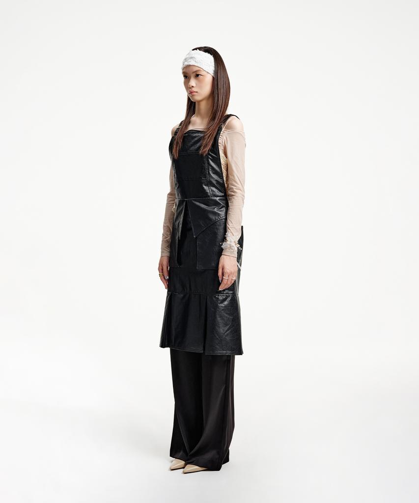 Eipeuleonwei Leather Fold Apron Dress