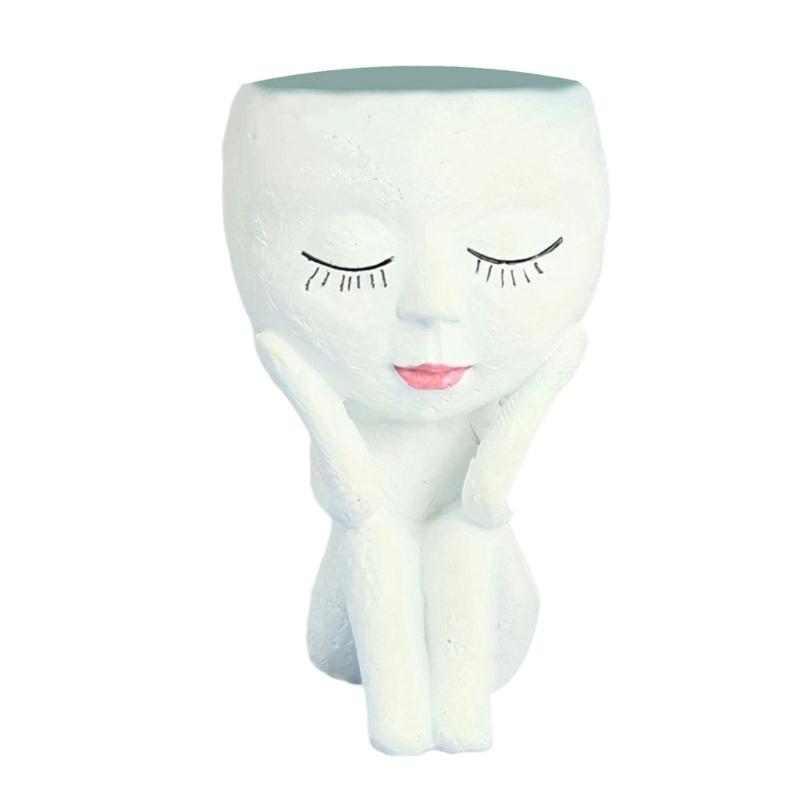 

Unique Resins Girl Face Flower Pot for Home and Garden Decors Small Planter Vases for Succulents and Cactus Display