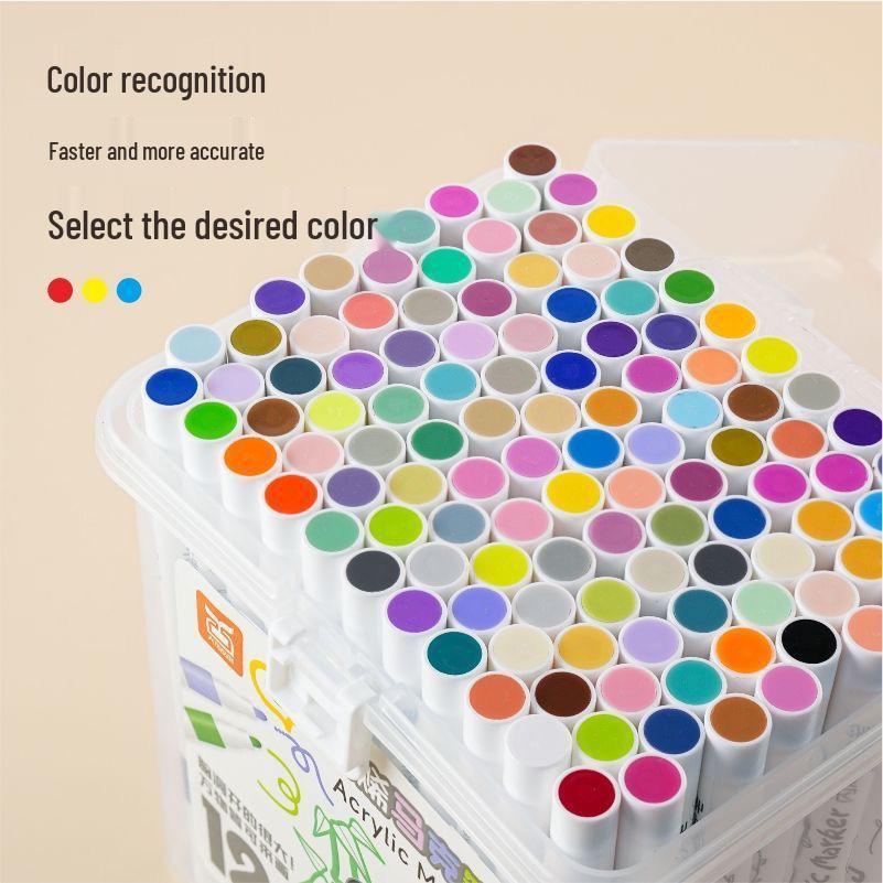 Acrylic Marker Set - 120 Colors, Opaque & Washable, Ideal for Primary & Secondary Students' Art Projects