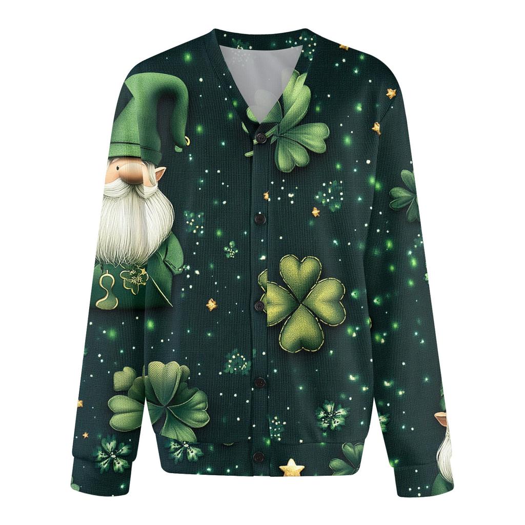 Pánský ležérní módní kardigan s dlouhým rukávem a jednořadým zapínáním na knoflíky