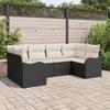 VidaXL 6-Piece Garden Sofa Set with Cushions Black Poly Rattan 3345837