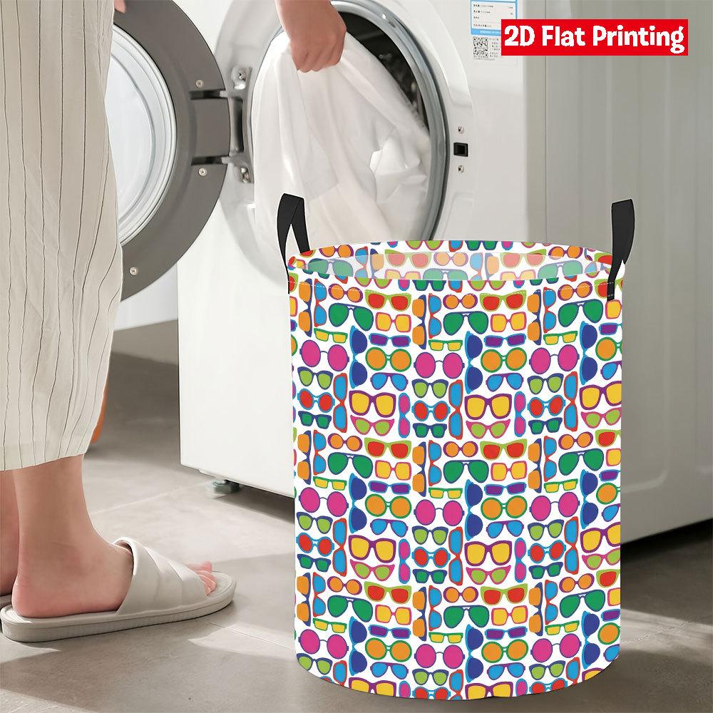 Collapsible Laundry Basket Large Round Waterproof Fabric Hamper Dirty Clothes Storage Bin Toy Organizer with Handles