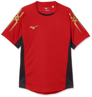 Mizuno Soccer Field Shirt, Junior, P2MA8400, Chinese Red X Black, Size 150 (equivalent To Japanese Size 150), for Club Activities, Practice, and Match