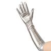 Women Long Operetta Metallic Gloves Elbow Length Skin-friendly Stretch for Evening Wedding Dress Costume Burgundy Style