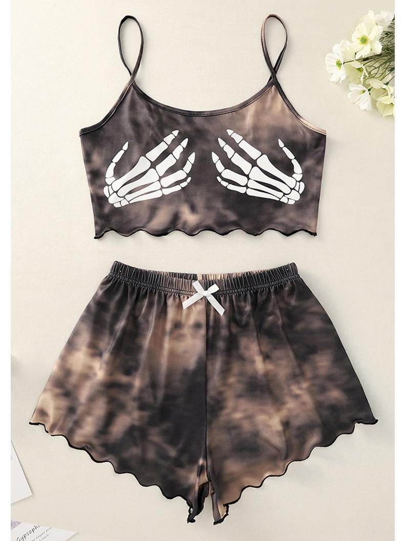 

Горячая распродажа на Хэллоуин, раздельный сексуальный бикини с принтом, топ и шорты, домашняя одежда, костюм M