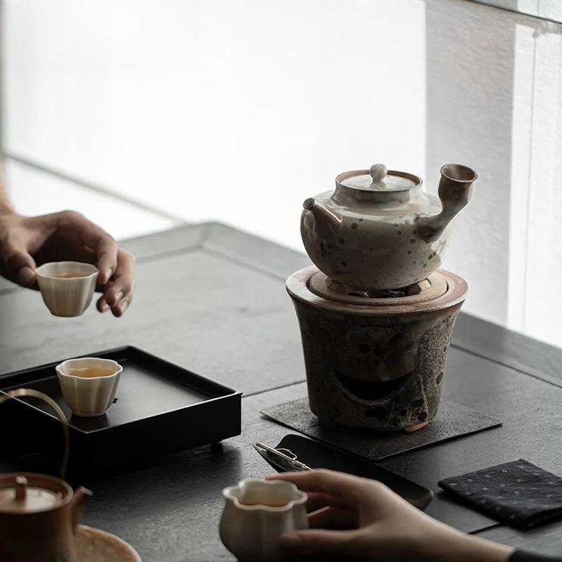 Ink Wood-fired Porcelain Tea Warmer Holder Candle Heater Stove Kettle Stand Boiling Water Carbon Furnace Teaware Accessories