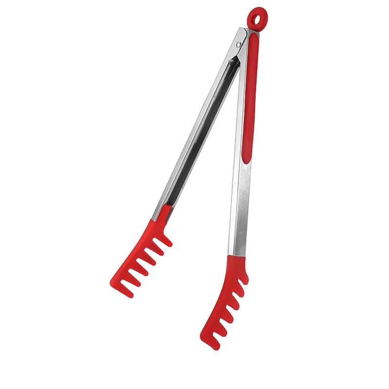 Pinza per Cibo in Acciaio Inossidabile e Silicone, Pinza per Barbecue Resistente al Calore e alle Scottature, Pinza Estesa per Pane, Strumento per Cottura in Cucina