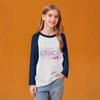 Kids' Fashionable Comfortable Christmas Print Neck Pullover Long Sleeve Top