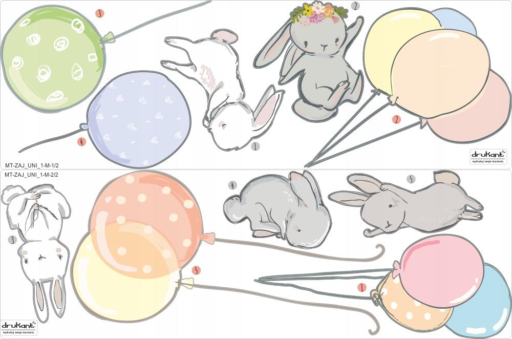 Decorative Stickers For Kids - Rabbits With Balloons Colorful