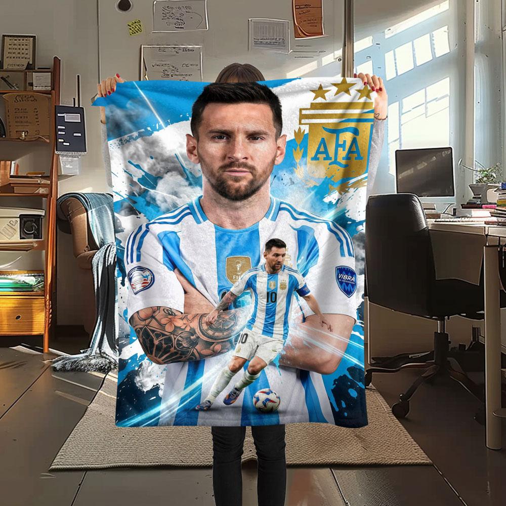 1PC Lionel Messi Patterned Flannel Blanket Suitable For All Seasons for Home Decor Warmth and Comfort Gifts Holiday Present