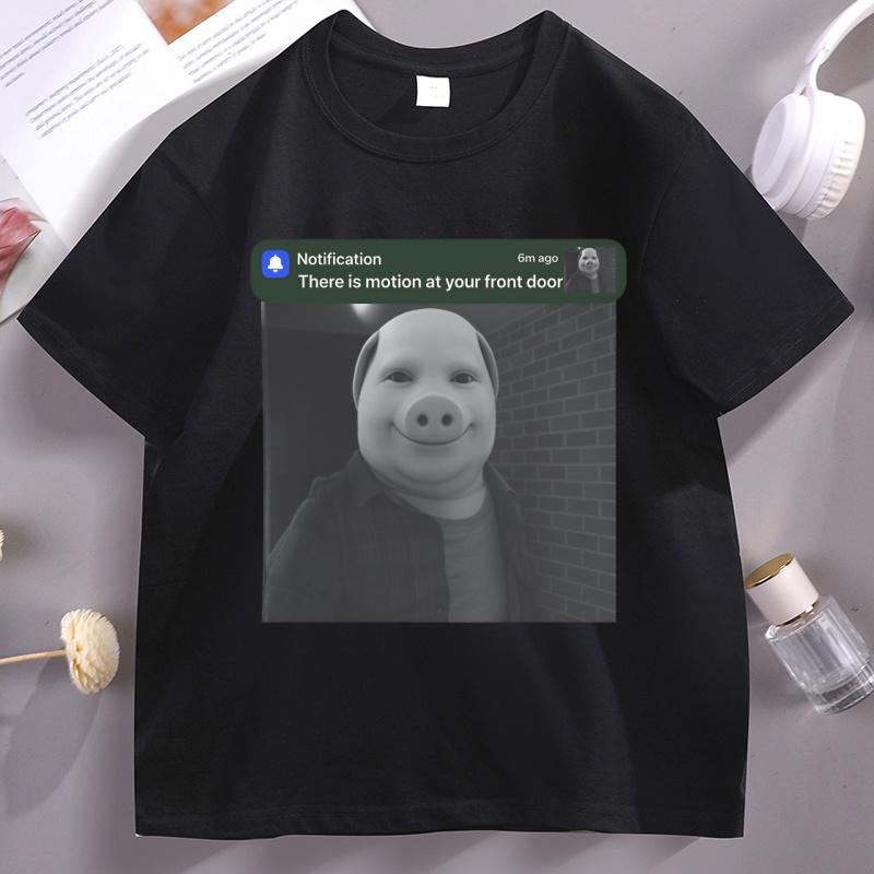 John Pork Meme T Shirt Brainrot Tee Teenager Unisex Unisex Cotton Short Sleeve Tshirt Comfortable Casual Round Neck Tshirt Clothes