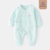 Newborn Asymmetrical Collar Jumpsuit with Hand and Foot Covers for Spring and Autumn