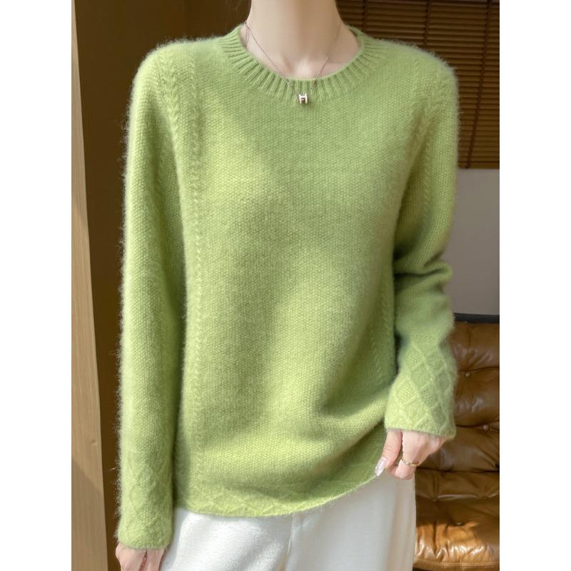 New Round Neck Knitted Cardigan for Autumn and Winter for Women Loose Pullover Sweater Soft Glutinous Osmanthus Needle Thick Base Shirt