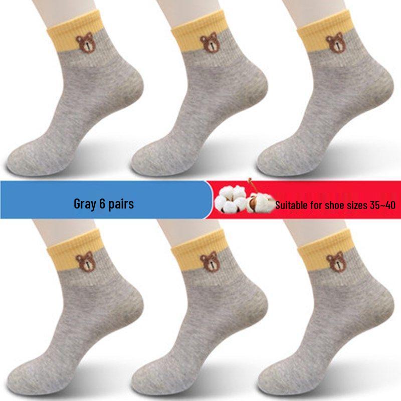 Langsha Women's Cotton Mid-Calf Socks - Autumn/Winter Breathable Odor-Resistant Chinese Style for All Seasons