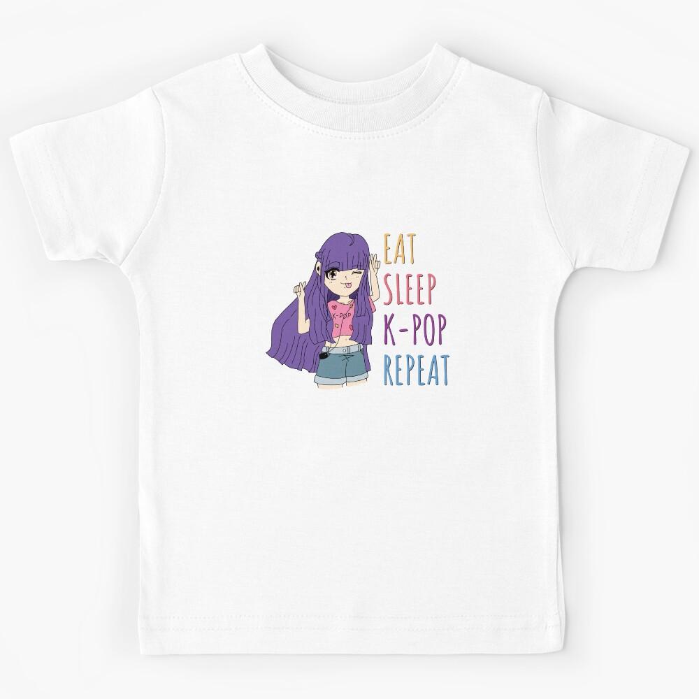 EAT - SLEEP - K-POP - REPEAT Anime Girl (Purple Hair) Kids T-Shirt 100