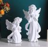 [bellarino] Angel Figurine, Ornament, Praying Angel, Interior Decor, Peace, Praying Angel Statue, Gardening, Craft, Gift, Present, Resin, White (C)