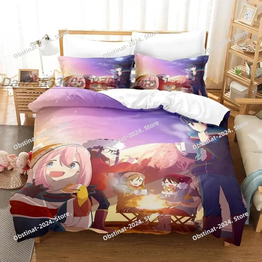 Fashion 3d Printing Anime Laid-Back Camp Bedding Set Single Twin Full Queen King Size Bed Set Adult Kid Bedroom Duvet cover Sets