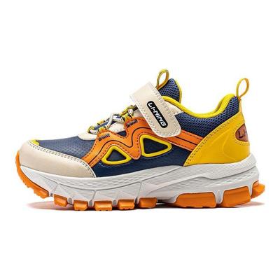 Li Ning Comfortable Versatile Rebound Shock Absorption Low-Top Running Shoes Kids Sneaker Blue Orange Yellow YKNT144-1