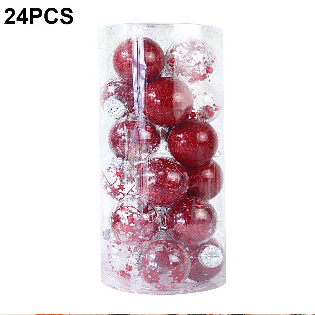 24 Pieces Christmas Balls Small Colored Tree Decorative Pendant Baubles Farmhouse Yard Living Room Bedroom Ornaments