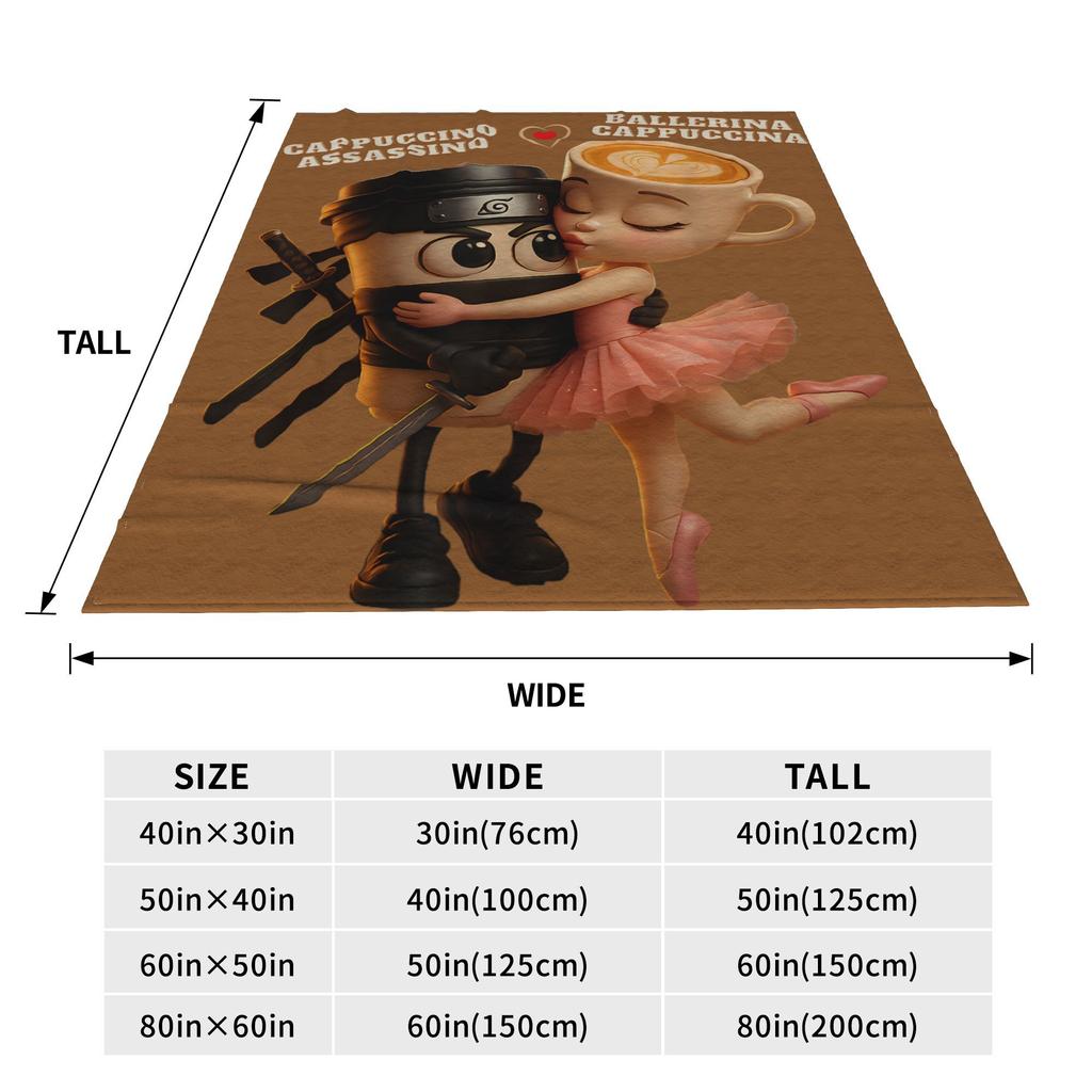 Ballerina Cappuccina Cappuccino Italian Brainrot Plush Blanket Students Flannel Throw Blanket For Couch Chair Soft Bedspread